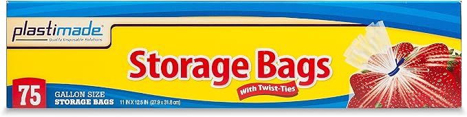 1 Gallon Storage Bags With Twist Ties, Clear Plastic, 150 Count | Roomy 11 x 12.5 in baggies for produce, snacks, freezer & pantry; flexible, tear resistant & easy to fill for meal prep - Image 2