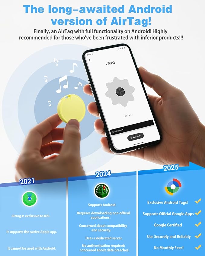 Air Tags for Android,Air Tags-4 Pack Android,Air Tracker Tags with 4 Case,2 Year Battery Life,Google Find Trackers for Google'S Find Hub App,IP65 Waterproof Luggage Tracker for Key,4 Colour - Image 2