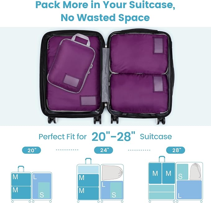 Cambond Compression Packing Cubes for Travel - Luggage Suitcase Organizer | Compression Zip Design for Space-saving, Expandable, Lightweight, Keep Clothes Sorted, Luggage Space Tidy, Carry on Pack Fast - Image 8