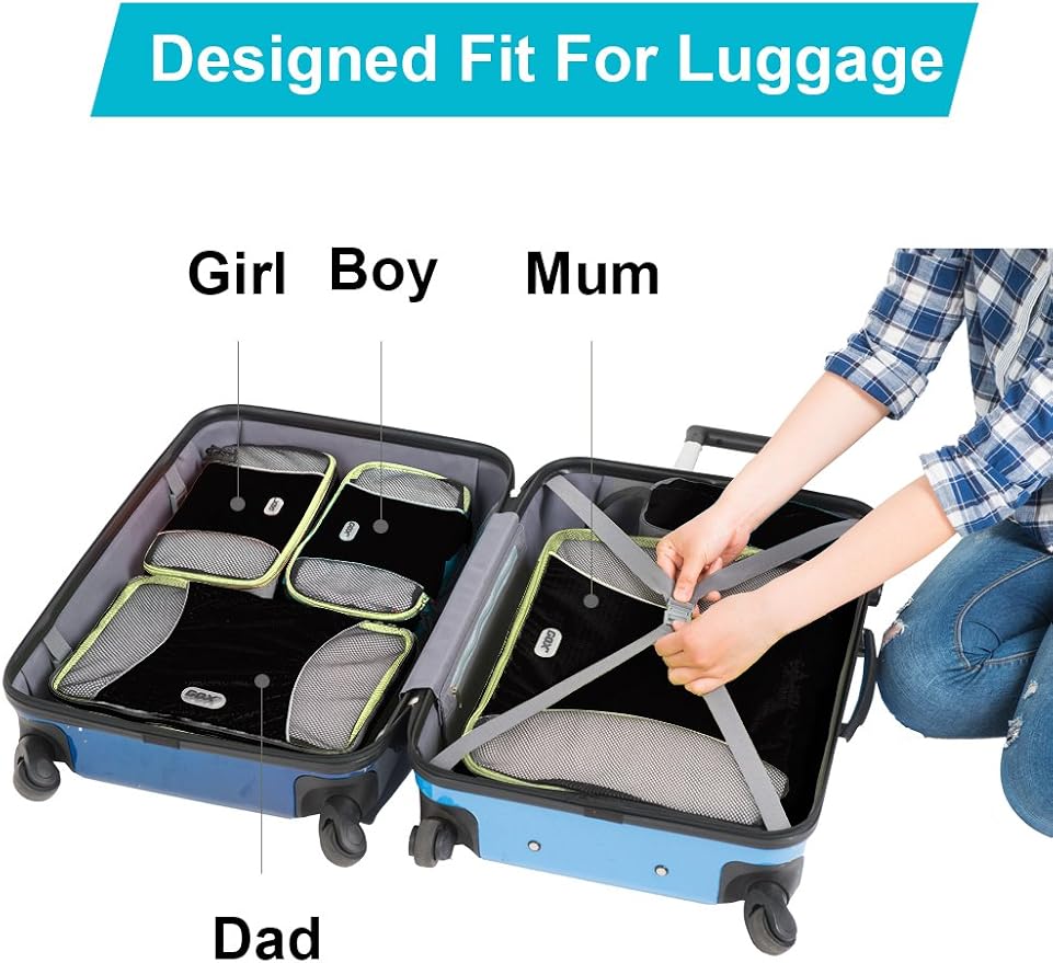 GOX Ultra Light 5 piece Packing Cubes Travel Luggage Organizer 1 Large 2 Medium 2 Small - Image 7