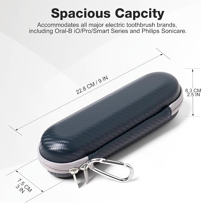 Nincha Hard Shell Electric Toothbrush Case - for Oral-B iO/Pro/Smart Series, Philips Sonicare Electric Toothbrush, Bigger Size Travel Case Fits all Powered Toothbrushes and Accessories Grey - Image 2