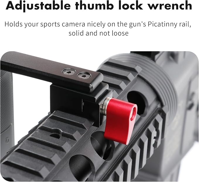 SEASKY GM01 Aluminum Gun/Airsoft Picatinny Rail Mount Adapter Holder | For Gopro Hero 13/12/11/10/9 DJI Action 6/5/4/3/2 Insta360 X5 X4 X3 Sports Camera Accessories hunting POV/Vlog Wargame - Image 3