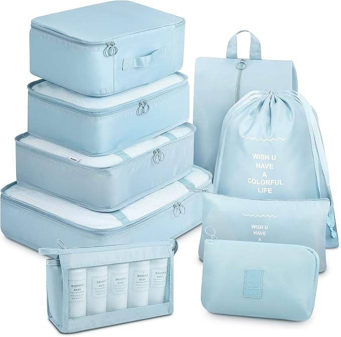 Mossio 9 Set Packing Cubes with Shoe Bag & Electronics Bag - Luggage Organizers Suitcase Travel Accessories by Mossio