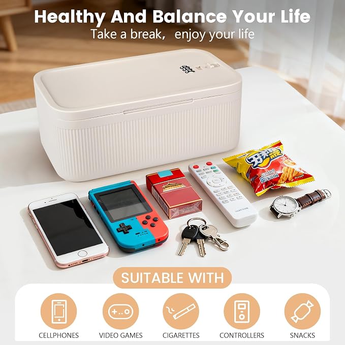 Small Lock Box,Lockable Storage Box with Combination Code for Medication Safe, Medicine Lock Box for Pills/First Aid Kits/Food/Snack Phone Jail,Locked Container for Home/Fridge/Office/School (Beige) - Image 7