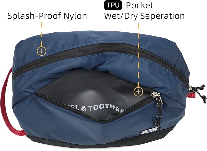 Travel Toiletry Bag 8L, Large Packing Cube with Waterproof TPU Wet/Dry Compartment - Image 5