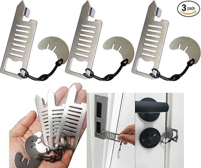 Portable Door Lock for Travel Door Lock College Dorm Lock Hotel Room Security Devices Apartment Jammer Additional Safety for Traveling Home College (3) by GINFH