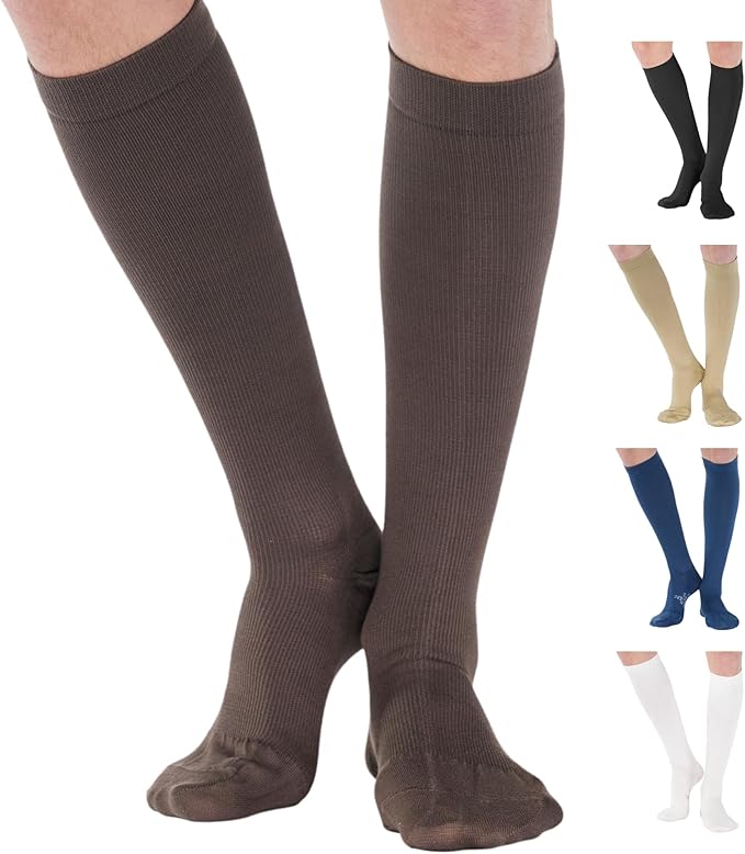 ABSOLUTE SUPPORT Cotton Knee High Compression Hose 20-30mmHg | Made in USA opaque dress socks, men & women, for varicose veins, circulation, swelling, pregnancy, leg pain, travel, A105 by AbsoluteSupportCompressionSocks
