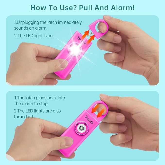 Personal Safety Alarm for Women – Superior Loud Siren & SOS Strobe | Premium Compact & Well-crafted Self Defense Keychain Alarm, College Dorm Essential, Variety of Colors (Rose red) - Image 4