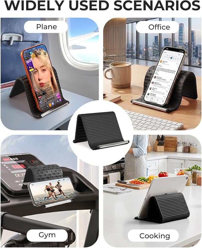 2026 Airplane Phone Holder, Flexible Silicone Portable Phone Stand | Foldable for Desk Bed Office, Travel Essentials Hands Free Mount for iPhone Tablet Laptop,Anti-Slip & Scratch-Resistant - Image 8
