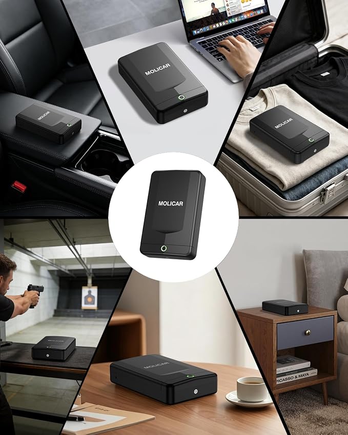 Gun Safe for Handgun Small Biometric Pistol Safe Fingerprint Quick Access Portable Gun Lock Box for Cars Travel Nightstand Bedside - Image 7