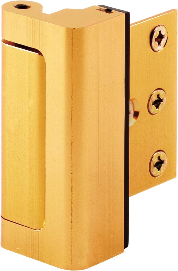 Prime-Line U 10826 Door Reinforcement Lock – Add Extra, High Security to your Home and Prevent Unauthorized Entry – 3” Stop, Aluminum Construction, Gold Anodized Finish (Single Pack) | 3 in. Stop, Solid Brass, High Security, Prevent Unauthorized Entry,... by Prime-Line