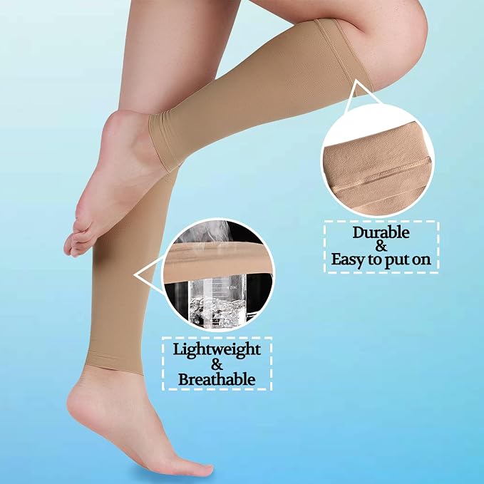 Lin Performance 20-30 mmHg Medical Calf Compression Sleeve for Women and Men Lightweight Footless Socks for Travel Flight Daily Comfort - Image 2