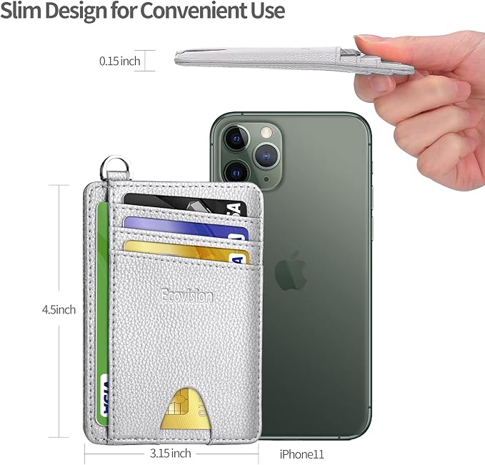Slim Minimalist Front Pocket Wallet, RFID Blocking Credit Card Holder Wallet with Detachable D-Shackle for Men Women - Image 7