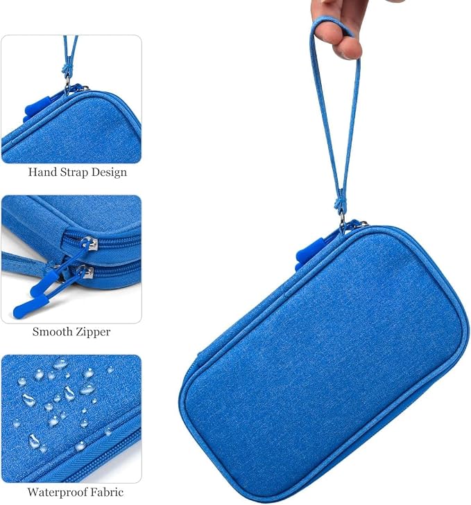 CAOODKDK Electronics Accessories Organizer Pouch, Electronic Organizer Travel Case Cable Organizer for Cable, Charger, SD Card, Business Travel Gadget Bag (Blue) - Image 5