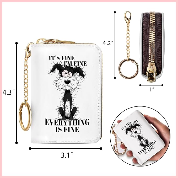 Blusabaca RFID Credit Card Holder Small Women Travel Wallet, Funny Dog | Removable Keychain, Case with Zipper, Vegan PU Leather, Cash Coin Pocket, Business Accordion Purse, Ladies Female Gift - Image 6