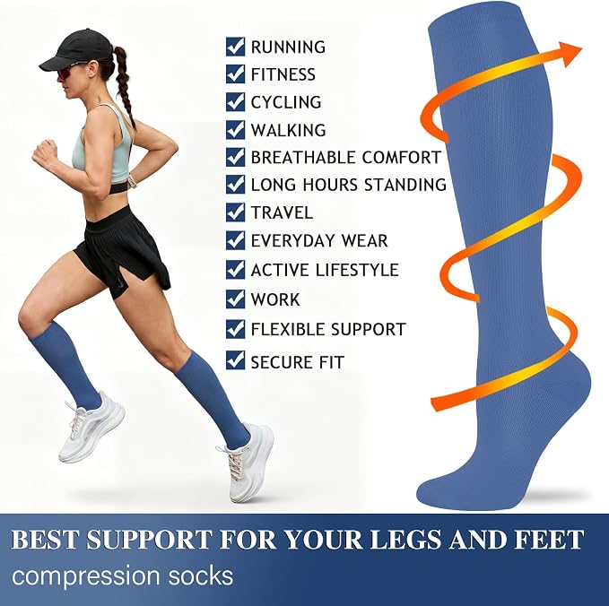 Sooverki Compression Socks for Women and Men Circulation (3/4 Pairs) is Best Support for Running Athletic Cycling Hiking - Image 6