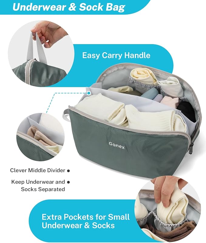 Gonex Compression Packing Cubes for Travel, Mesh Bags Luggage Organizers | Set of 4/5/6/7/10 for Essentials, Extensible, Fits 20"Carry-on Suitcases, See-through Mesh, Double Zipper Compression - Image 4