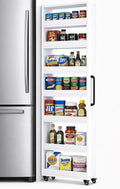 Beside Fridge Storage Slim Tall Cabinet - 7-Tier Tall Narrow Kitchen Pantry Pull Out Storage Cabinet Next To Fridge, Rolling Cart For Kitchen, Dorm, Bathroom, Laundry & Office (White, 23.6 in) by Unknown