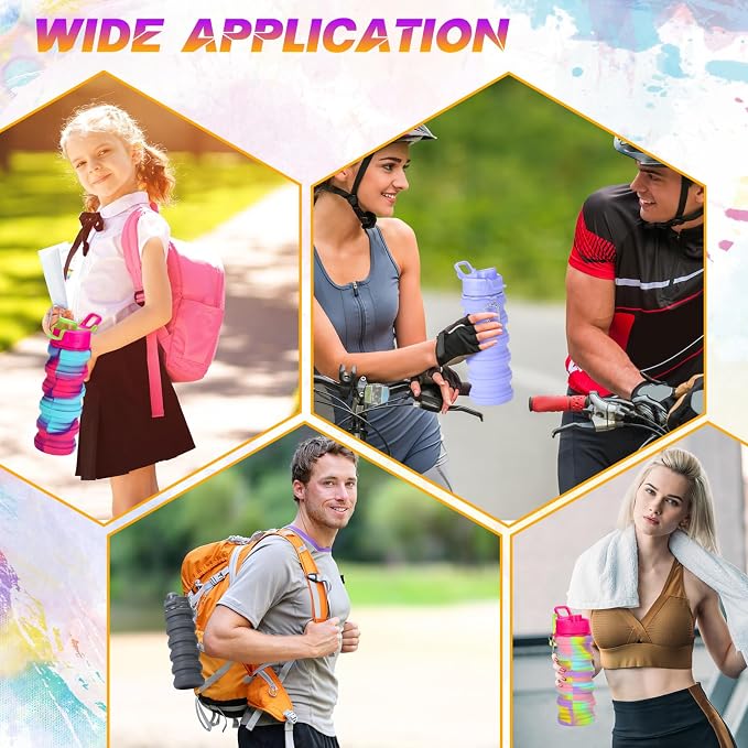 Sunnyray 20 Pack Collapsible Water Bottles Bulk Foldable Water Bottles 17oz Silicone Portable Leak Proof Reusable Sports with Clip for Travel Hiking Camping Outdoor (Camouflage) - Image 6