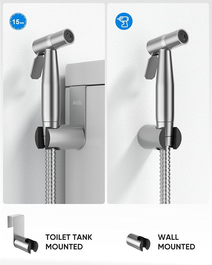Arofa Hot and Cold Bidet Sprayer for Toilet, Warm Water Bidet Attachment | Hot & Cold Control, Adjustable Water Flow, 7/8" Brass T-valve, Fits Two-Piece Toilets, Feminine/Baby/Pet Wash, Easy Install - Image 4