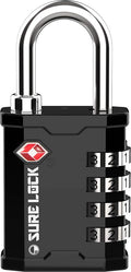 SURE LOCK TSA Approved 4 Digit Combination Lock, Heavy Duty Padlock with Red Dot Indicator for Gun Cases, Pelican Cases, Tool Boxes, Gym Lockers, Storage Units & Outdoor Gates(1,Black) by Hopeyoucanstaysafe