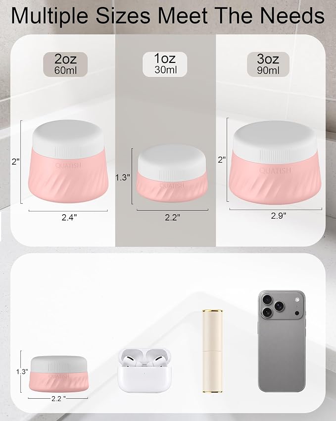 Quatish 6 Pack Travel Size Containers for Toiletries, 1oz, Dusty Pink | Leakproof, TSA Approved Silicone Jars, Easy to Clean, Portable Travel Essentials for Lotion Cosmetics Medicines and Jewelry - Image 3