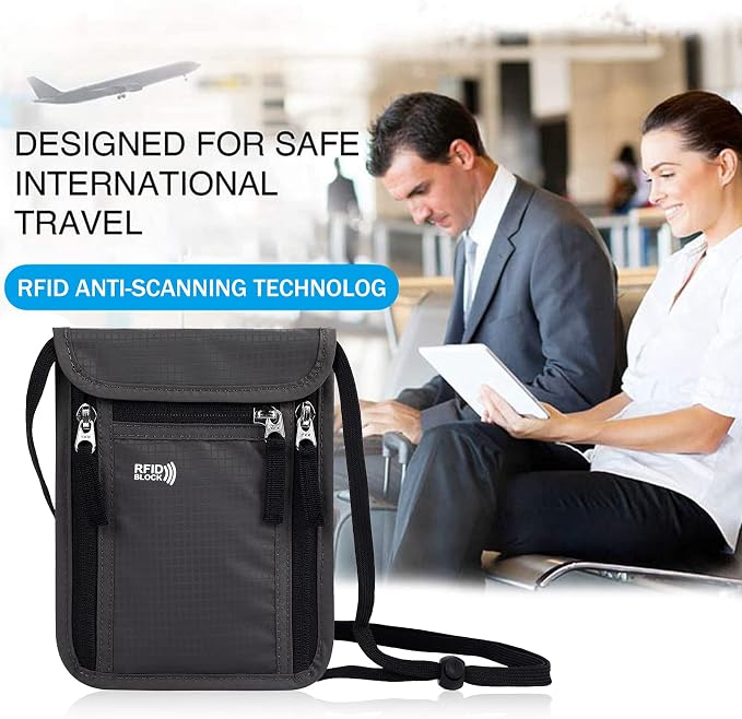Travel Pouch Neck Wallet Family Passport Holder Organizer Case with RFID Blocking | Family Passport Holder - Image 6