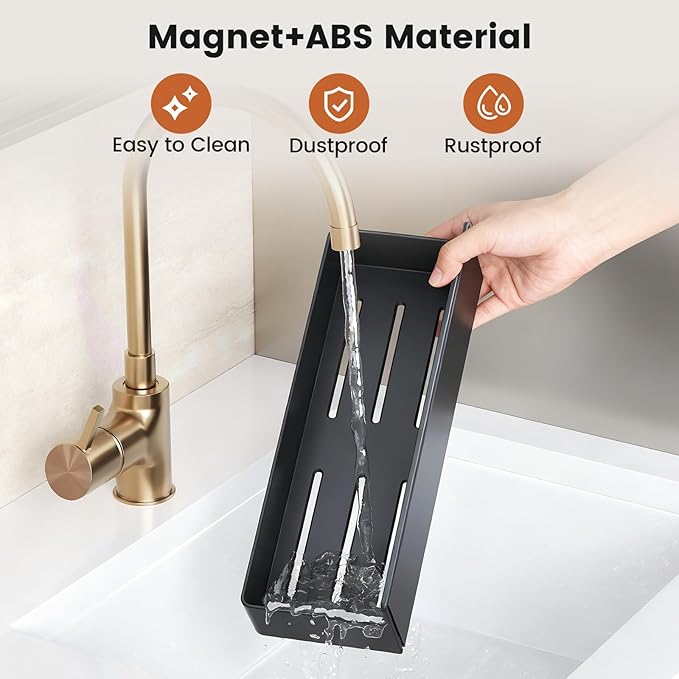 Mystozer Magnetic Spice Rack for Refrigerator,7 Pack Magnetic Shelf,Fridge Magnet Organizer with Paper Towel Holder,Utensils Racks,Hook Rack,Fridge Organizers and Storage Black(7 Pack) - Image 3