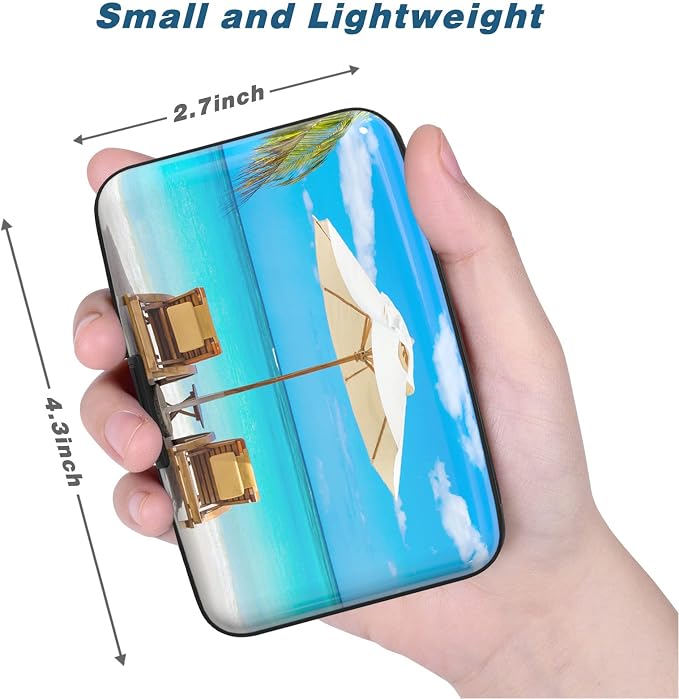 Credit Card Holder, Mini Aluminum Card Wallet RFID Blocking Slim Metal Hard Card Case for Women Men, Sea - Image 3