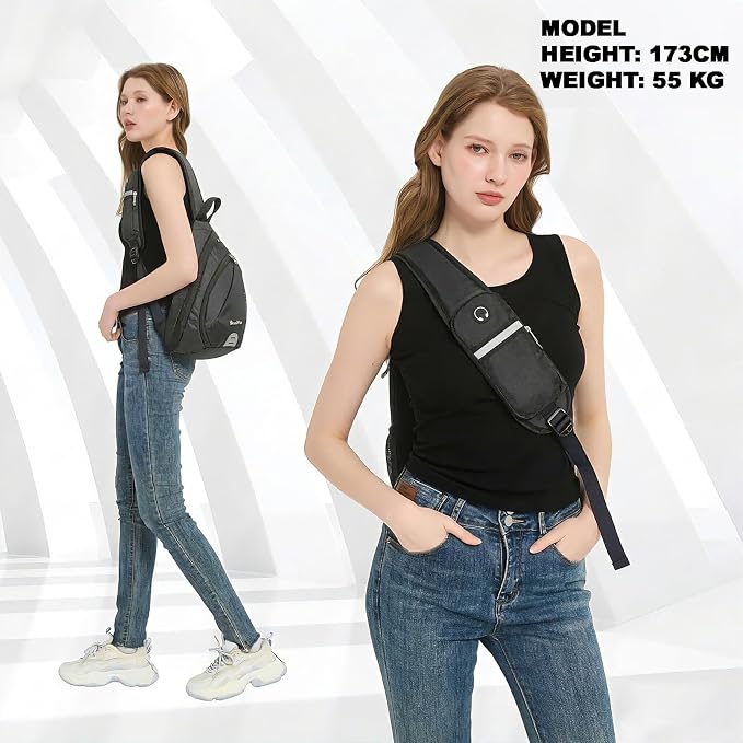 Seektop Anti Theft Crossbody Bag for Women RFID Blocking Sling Bag 7L | Waterproof Sling Daypack with Phone Pouch, Lightweight 400D Nylon, Small Chest Pack, Shoulder Backpack for Travel Hiking Men - Image 6