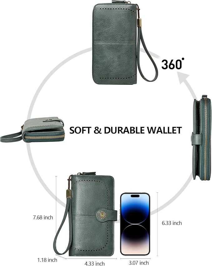 TFKGS Wallet for Women RFID Blocking Leather Large Capacity Card Holder Ladies Phone Clutch Travel Long Purse Wristlet | RFID Blocking - Image 4