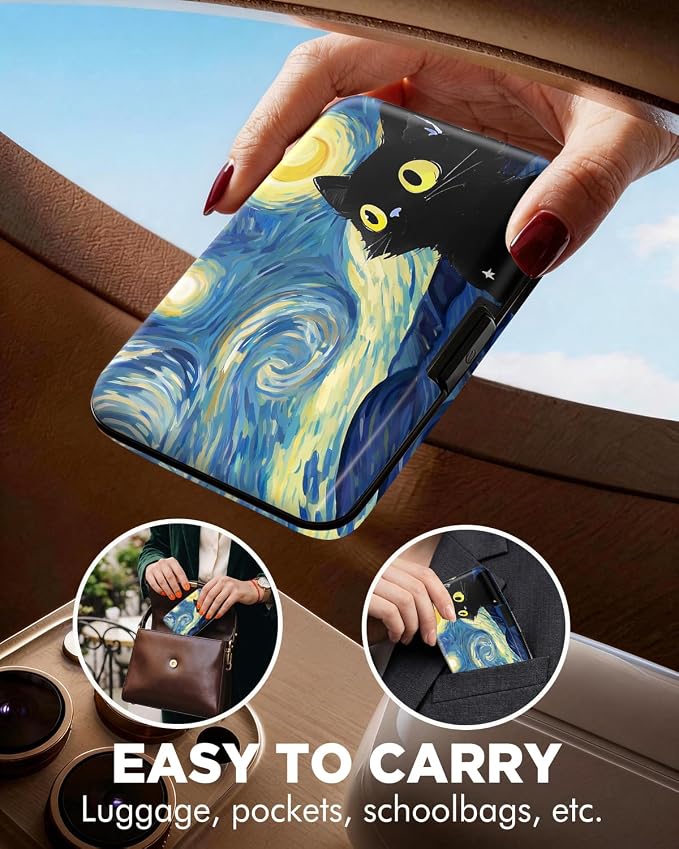 Maicican RFID Blocking Aluminum Credit Card Holder | Slim Metal Wallet for Women & Men, Business Card Case for Travel, Fits Front Pocket, Card holder wallet - Starry Sky Cat - Image 4