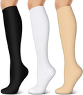 3 Pairs Compression Socks for Women & Men 15-20 mmHg- Best Support for Nurses, Running, Hiking, Recovery & Flight Socks by KXOVT