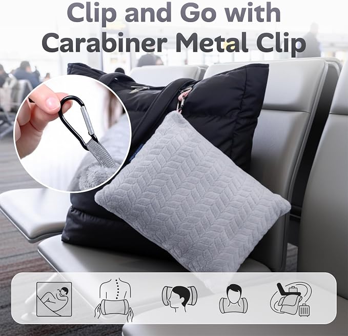 Travel Blanket and Pillow Set, Soft Fleece Airplane Blanket, Grey | Ultra Soft Lightweight Portable Cozy Blanket for Airplane, Car, Camping, Bus, for Men, Women and Kids, 42" x 68" - Image 6