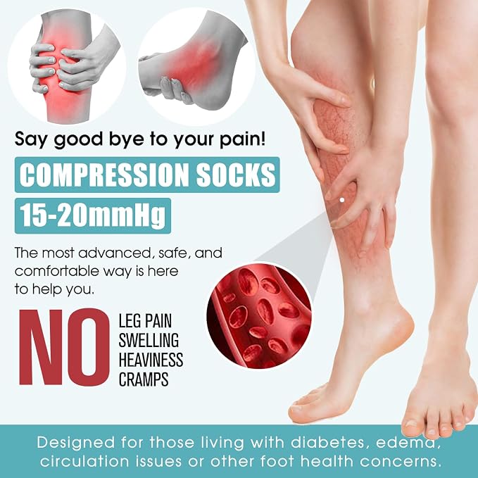 Compression Socks for Women & Men Circulation(6 pairs)-Graduated Supports Socks for Running, Athletic Sports - Image 3