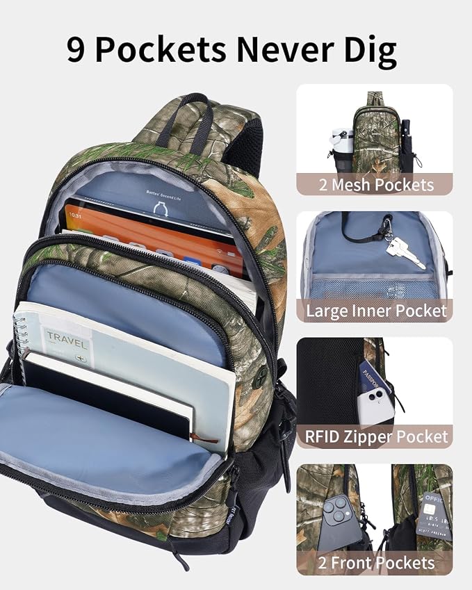 ECOHUB Anti-Theft Crossbody Bag Men Women RFID Blocking Lightweight Sling Backpack Water Resistant for Travel Hiking Outdoor - Image 4