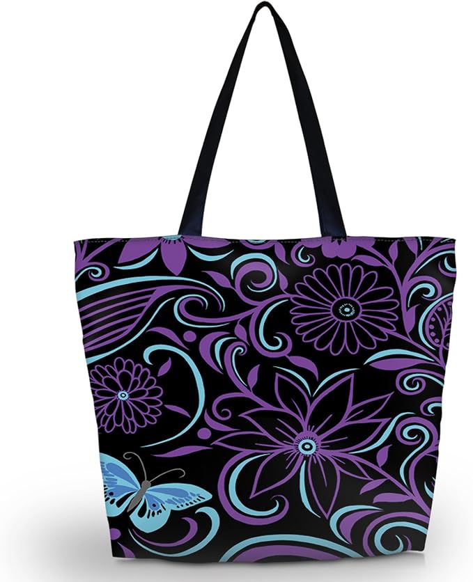 Beach Tote Bags Travel Totes Bag Shopping Zippered Tote for Women Foldable Waterproof Overnight Handbag by newplenty