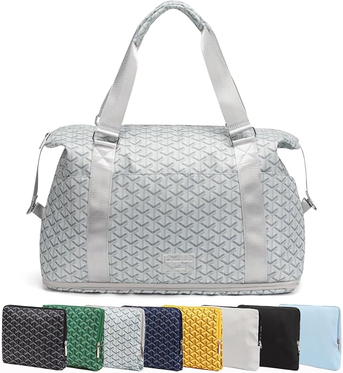 TINYAT Foldable Travel Duffle Bag Expandable Personal Item Travel Bag,32L | Expandable Gym Bag for Women Weekender Carry On Overnight Tote Large Capacity Portable Luggage Bag by TINYAT