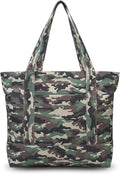 TOPDesign 1-Pack Canvas Tote Bag with an External Pocket, Reusable Grocery Shopping Bag, Top Zipper Closure, Daily Essentials (Camo) by TOPDesign