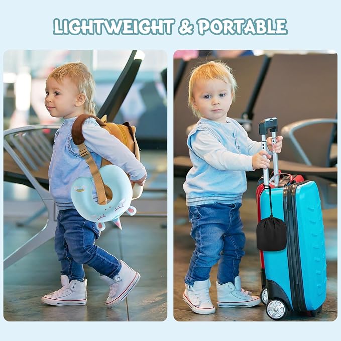 Cirorld Travel Pillow for Kids Adult Cute Neck Pillow for Traveling Memory Foam Airplane Pillow Sleep Mask Animal Flight Pillow Head Rest Neck Support for Cars Long Flights (Blue, 3-8 Y/O) - Image 7