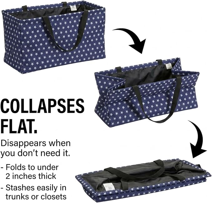 Household Essentials Blue with White Stars Krush Container All-Purpose Utility Tote - Image 6