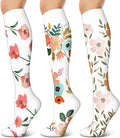3 Pairs Compression Socks for Women & Men 15-20 mmHg- Best Support for Nurses, Running, Hiking, Recovery & Flight Socks by KXOVT
