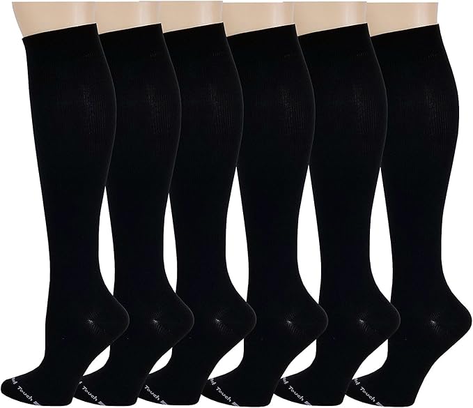 Different Touch 6 Pairs Pack Women Travelers, Anti-Fatigue, Graduated Compression Knee High Socks 9-11 by DifferentTouch