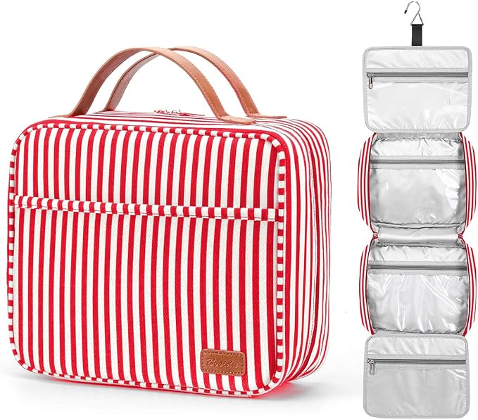 Hanging Travel Toiletry Bag,Large Capacity Cosmetic Travel Toiletry Organizer for Women with 4 Compartments & 1 Sturdy Hook,Perfect for Travel/Daily Use/Christmas by Bosidu