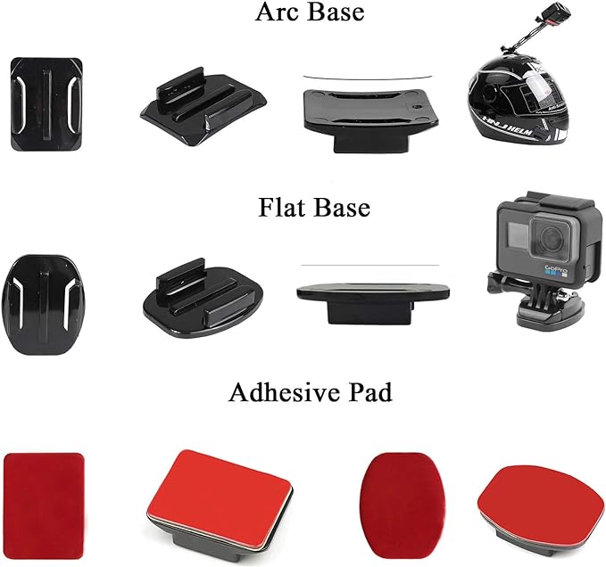 Universal Action Camera Accessory Kit for GoPro Hero 13 12 11 10 9 8 Max 2 | for Insta360 X5/X4/X3 DJI OSMO Action 6 5 Pro Pocket 4 3 Go Pro 360 Cam, Motorcycle Helmet Base Adhesive Tripod Adapter Mount - Image 5