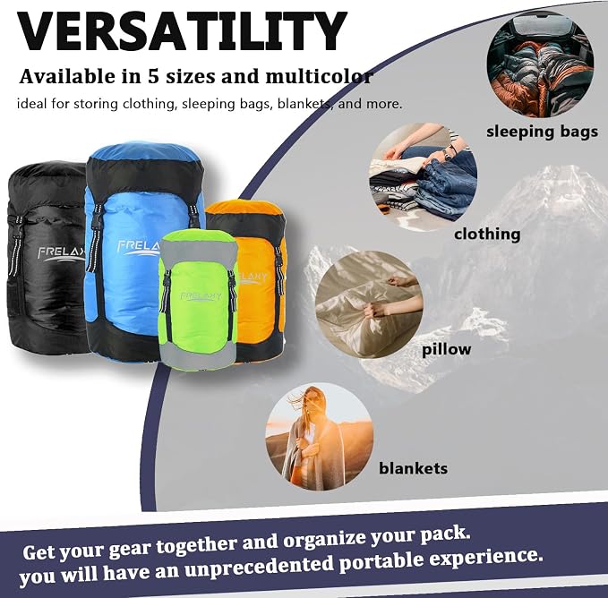 Frelaxy Compression Sack, 40% More Space! Sleeping Bag Stuff Sack | Ultralight Compression Stuff Sack, Water-Resistant & Ultralight Space Saving Gear for Camping, Hiking 11L/18L/30L/45L/52L - Image 6