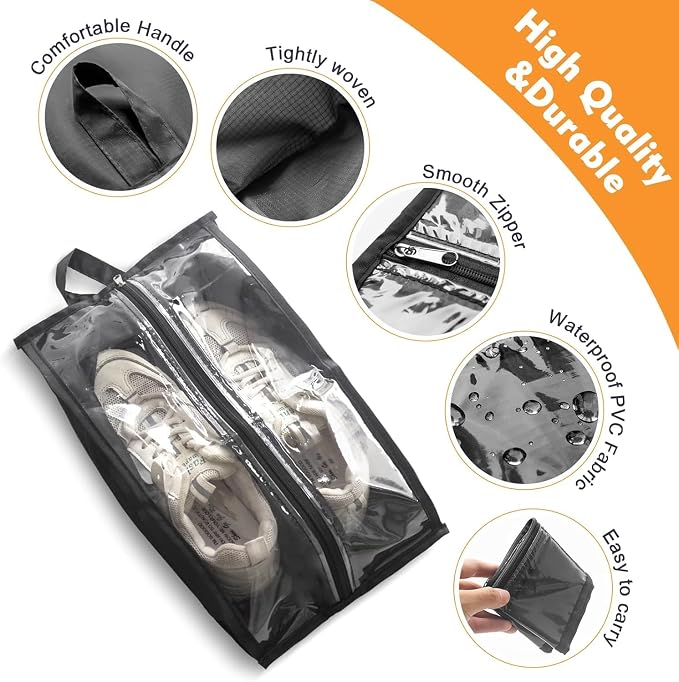6 Pack Waterproof Travel Shoe Bags, Random Color Pouches - Image 4
