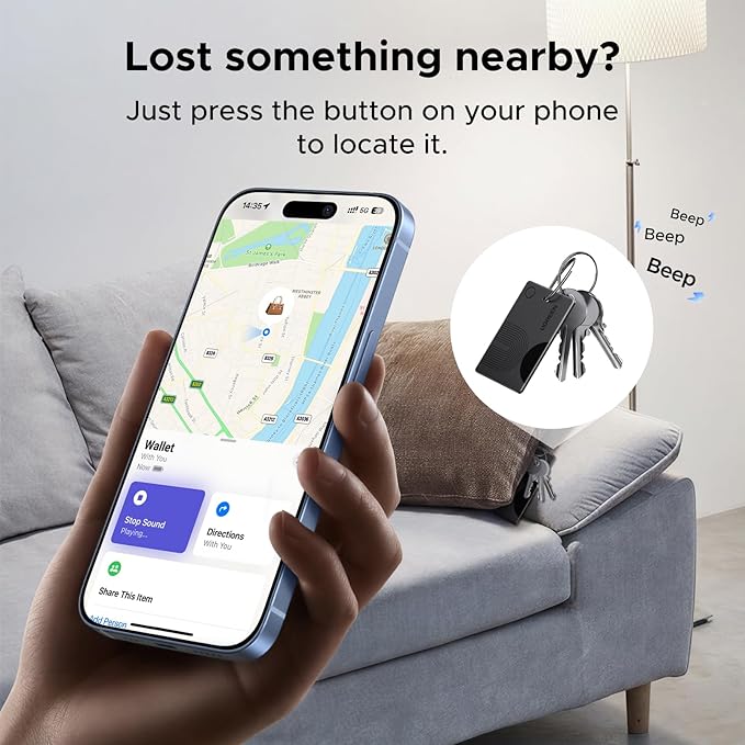 UGREEN FineTrack Slim Wallet Tracker Card (iOS Only) | Rechargeable Air Tracker Tags Compatible with Apple Find My, Smart Tags for Wallet ,Luggage and More - Image 4