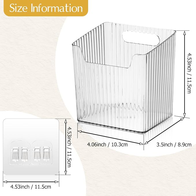 4 PCS Wall Mount Organizer, Cabinet Door Organizer Storage with Adhesive Bins Inside Cabinet Door Storage, Makeup Organizer, Basket for Kitchen Bathroom - Image 3
