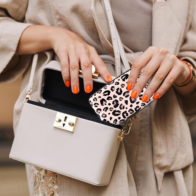 Credit Card Holder, Mini Aluminum Card Wallet RFID Blocking Slim Metal Hard Card Case for Women Men, Pink Leopard - Image 7